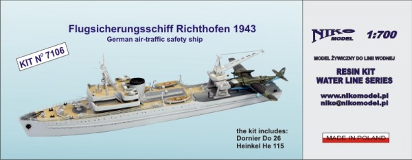 ニコモデル「ドイツ海軍水上機母艦リヒトホーフェン1943」予約受付中です。