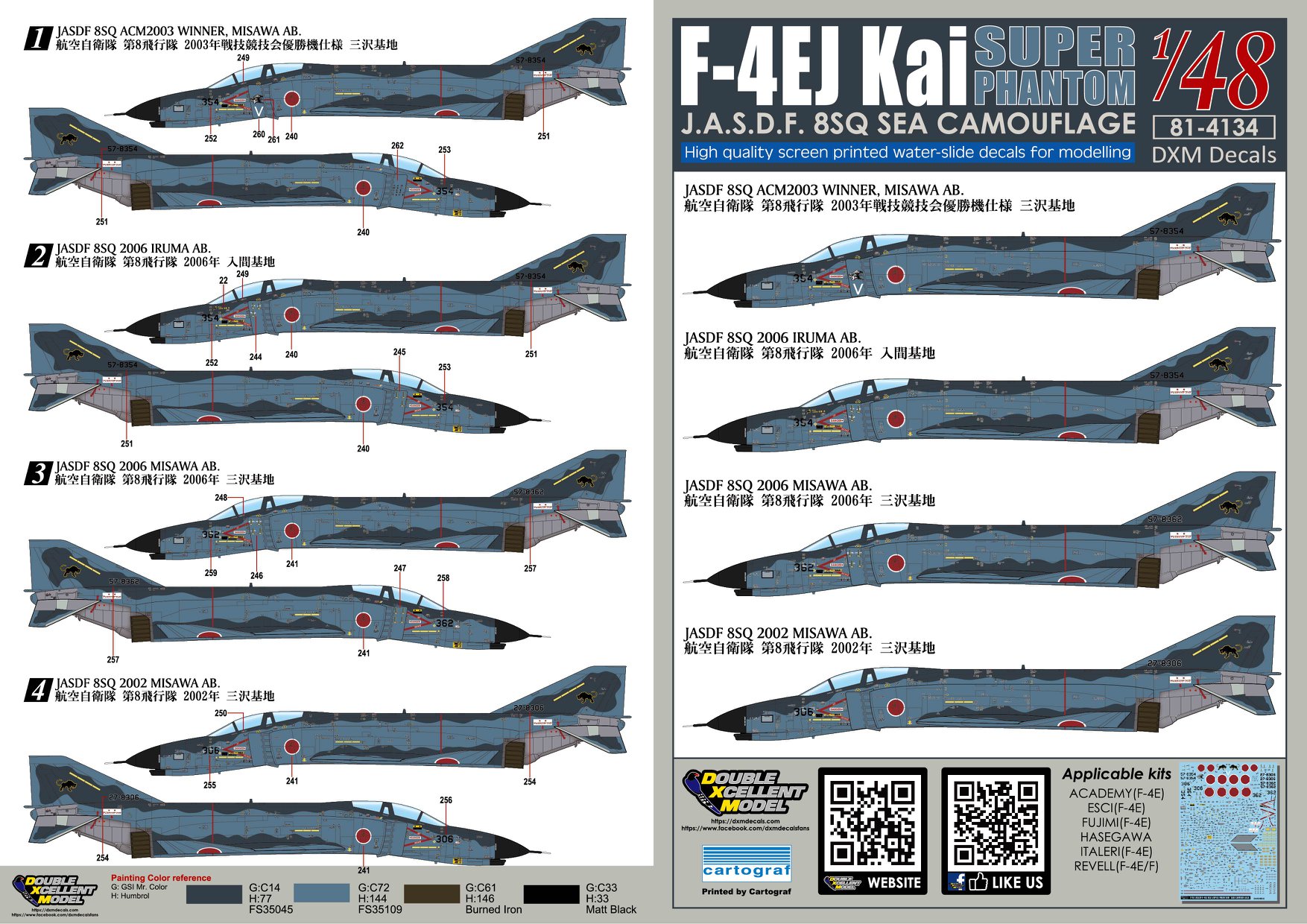 DXM 航空自衛隊 F-4EJ改 ファントムII 洋上迷彩デカール入荷しました。