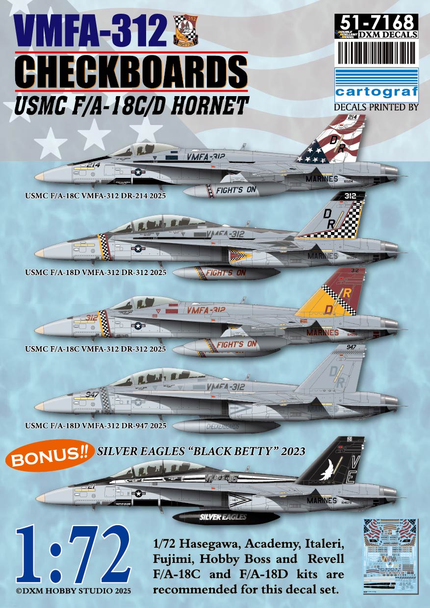 DXMデカール 1/72 アメリカ海兵隊 F/A-18C/D ホーネット VMFA-312