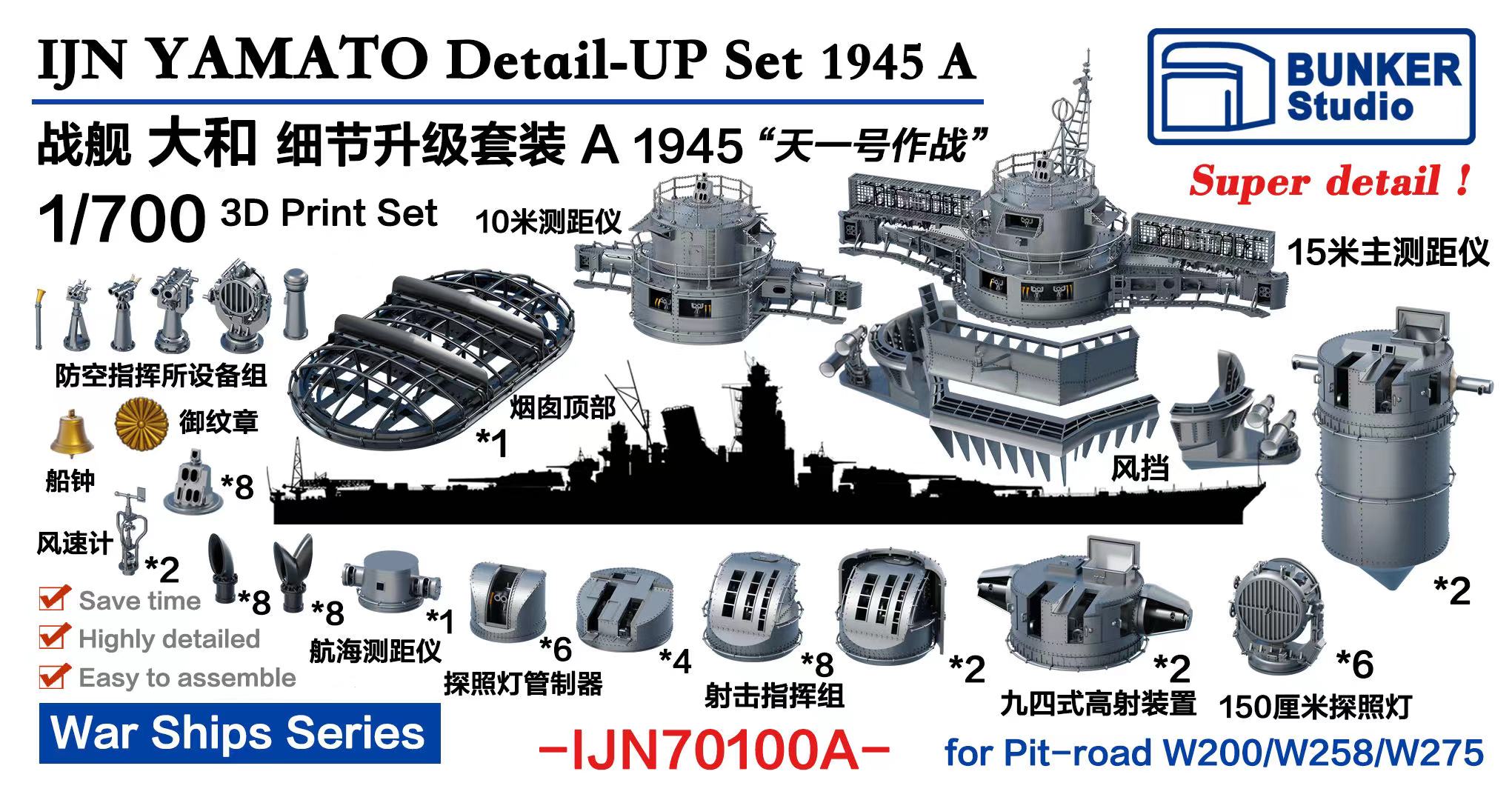 バンカースタジオ 1/700 戦艦 大和/武蔵ディテールアップセット 入荷