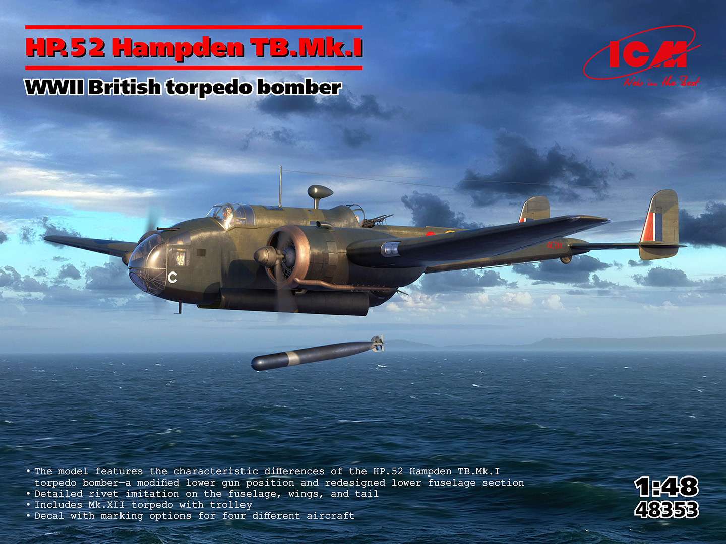 ICM 1/48 WWII イギリス軍 雷撃機 HP.52 ハンプデン TB.Mk.I 入荷しま