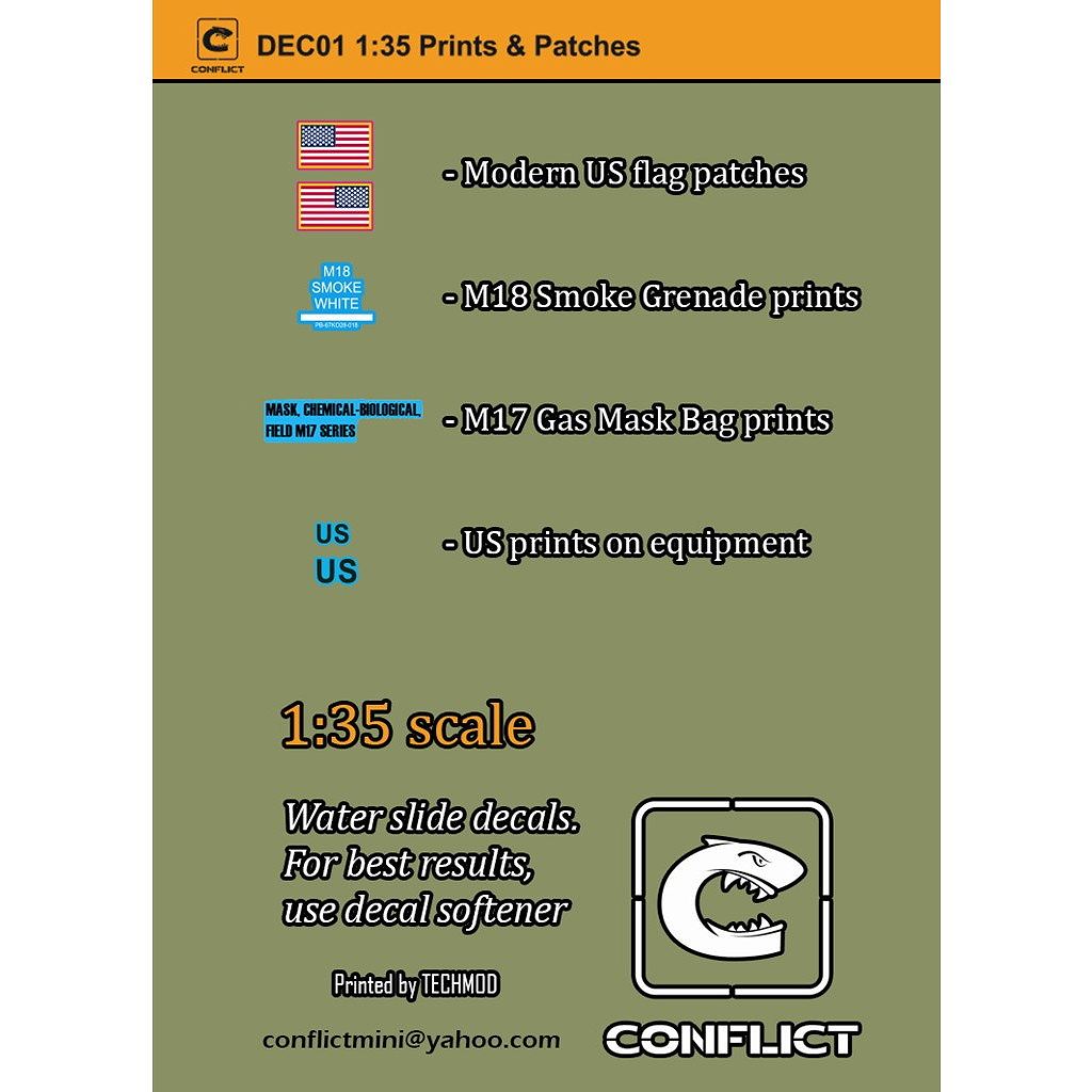 【新製品】コンフリクト・ミニチュアズ CM-DEC01 1/35 現用 アメリカ 装備品プリント&軍装パッチセット