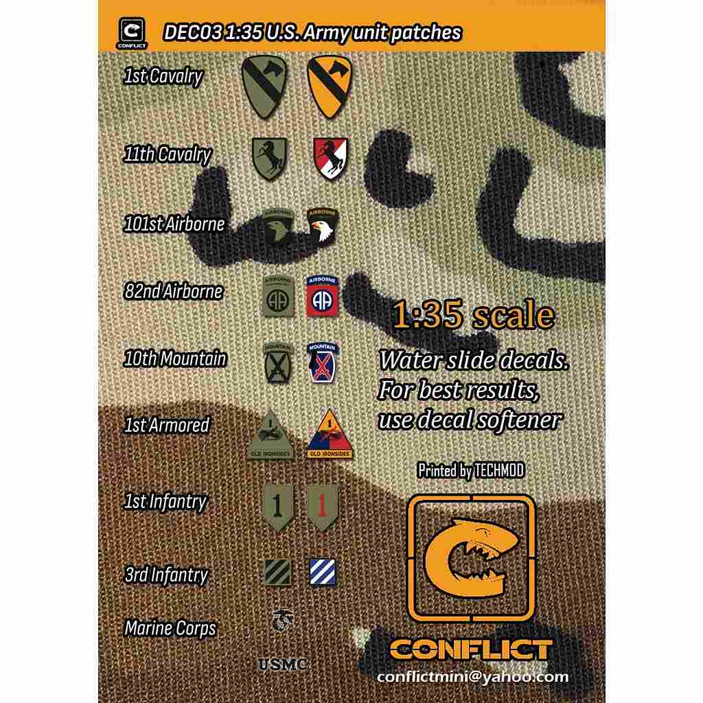 【新製品】コンフリクト・ミニチュアズ CM-DEC03)1/35 現用 アメリカ陸軍部隊章セット