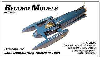 【新製品】[1200537200204] RECORD MODELS 7202)ブルーバード K7 オーストラリア ダンブルユッグ湖 1964