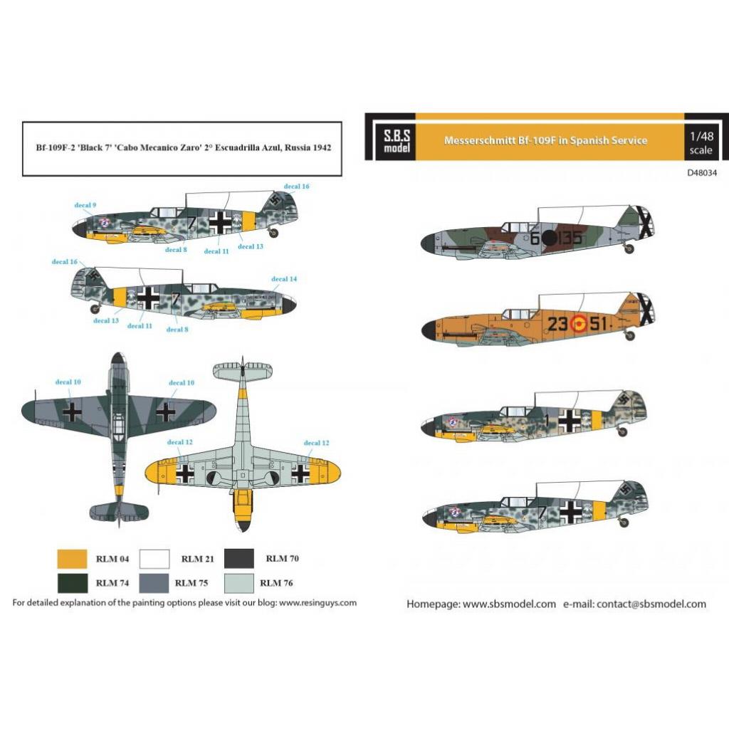 【新製品】D48034 メッサーシュミット Bf109F ｢スペイン空軍｣ デカール