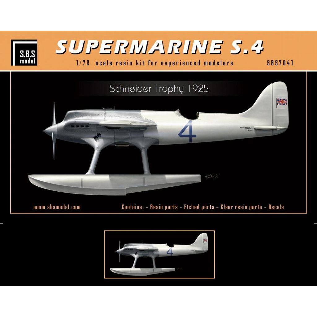 【新製品】SBS7041 1/72 スーパーマリン S.4 シュナイダー・トロフィー・レース 1925年