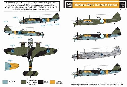 【新製品】D72019)ブリストル ブレニム Mk.IV フィンランド空軍