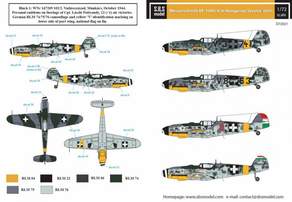 【新製品】D72021)メッサーシュミット Bf109G-6 ハンガリー空軍 Vol.II