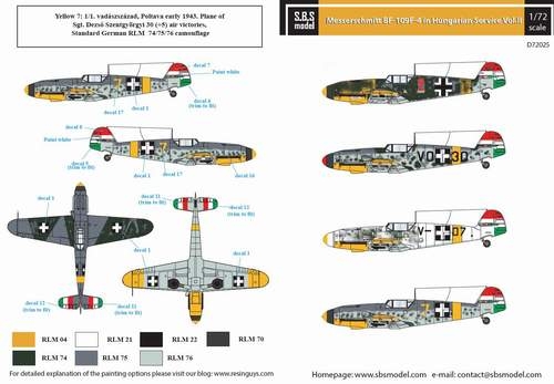 【新製品】D72025 メッサーシュミット Bf109F-4 ハンガリー空軍 Vol.2
