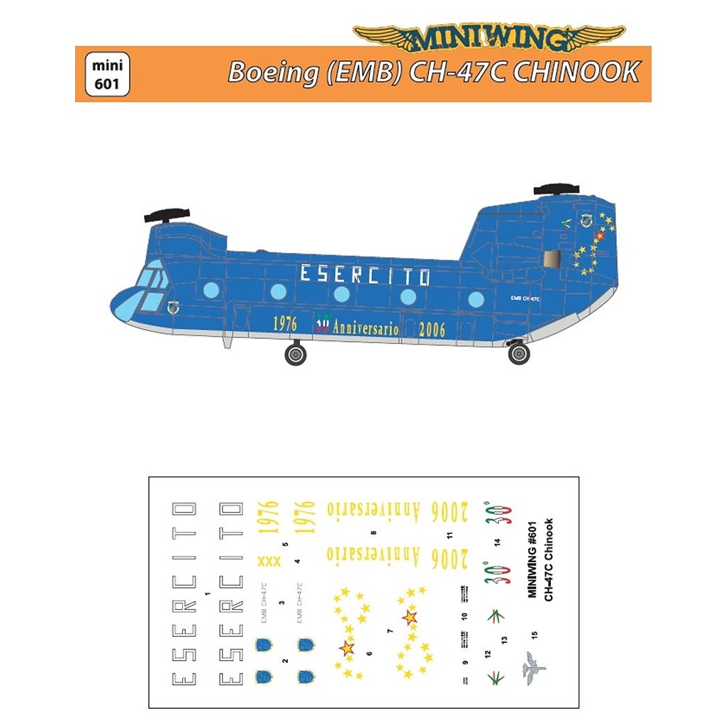 【新製品】601 1/72 CH-47C チヌーク イタリア空軍運用30周年記念ペイントデカール
