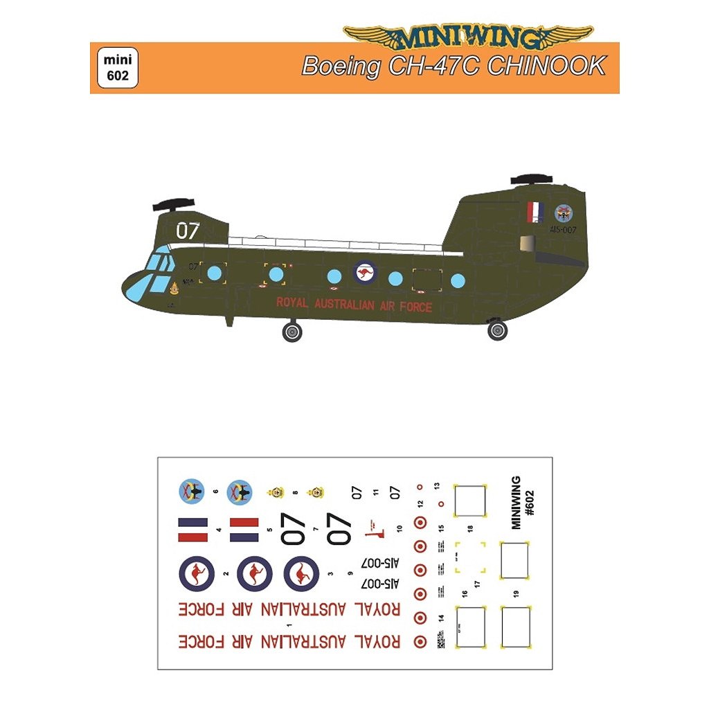 【新製品】602)1/72 CH-47C チヌーク オーストラリア空軍デカール