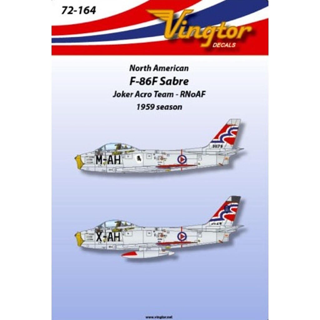 【新製品】Vingtor72-164 ノルウェー空軍 ノースアメリカン F-86F セイバー ジョーカー・アクロ・チーム
