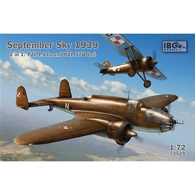 【新製品】72528 1939年9月 ポーランド PZL37Bロシュ爆撃機+PZL P11A戦闘機セット