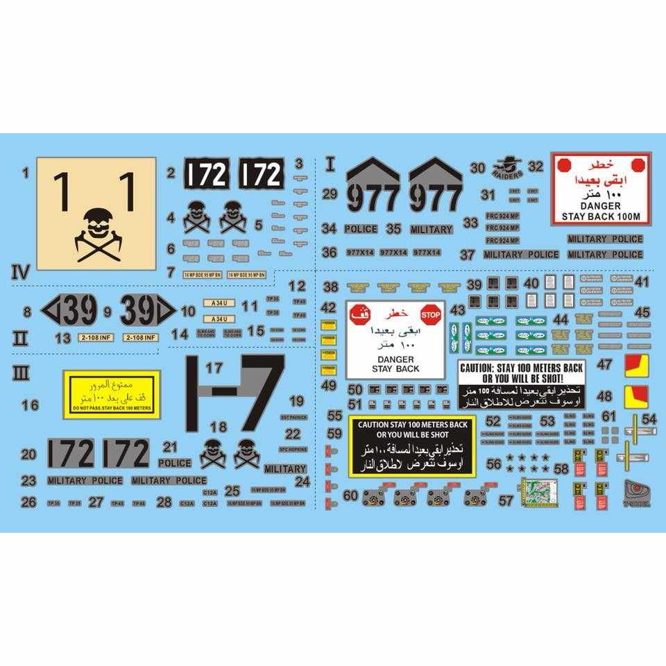 【新製品】TK72015)HMMWV M1114用デカールセット（4種類、車両本体＆装備品用）