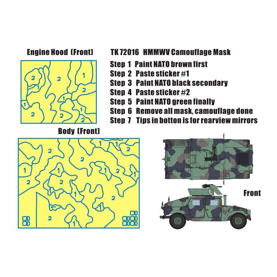 【新製品】TK72016 HMMWV M1114用NATO迷彩ペイントマスク