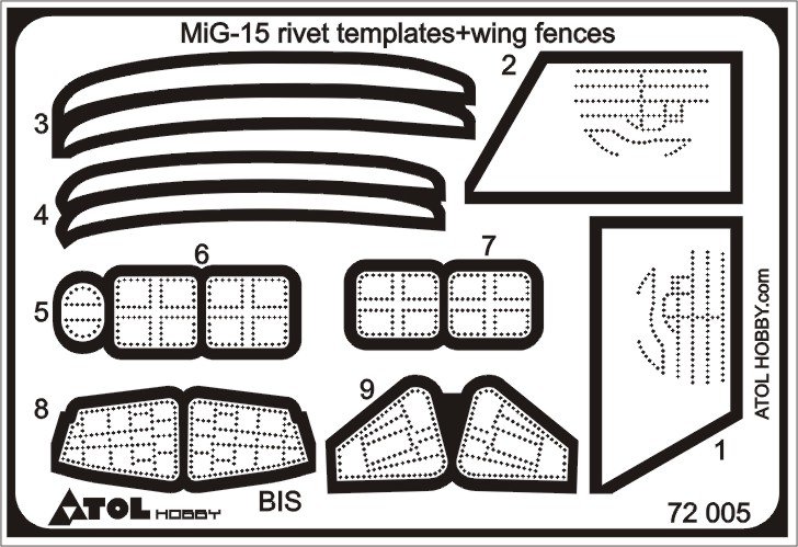 【新製品】PE72005 MiG-15用リベットテンプレート&ウィングフェンス