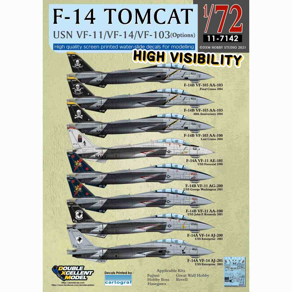 【新製品】11-7142 アメリカ海軍 F-14A/B トムキャット VF-11/VF-14/VF-103 ハイビジ
