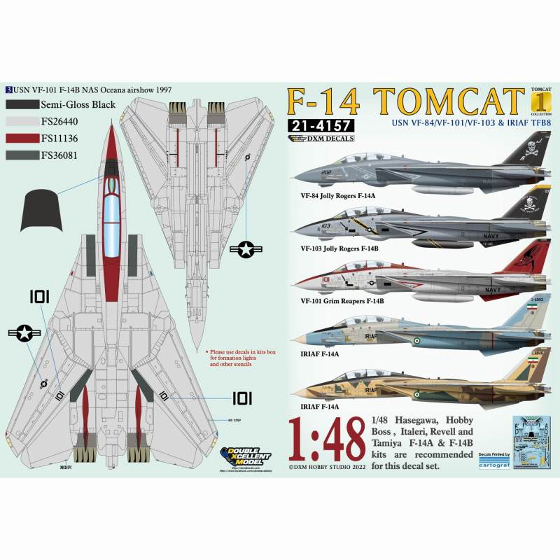 【再入荷】21-4157 1/48 F-14 トムキャット アメリカ海軍 VF-84/VF-101/VF-103 & イラン空軍 TFB8