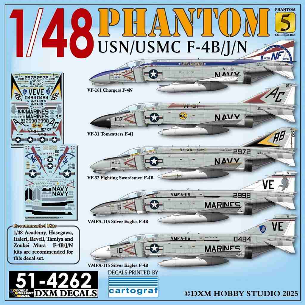 【新製品】51-4262 1/48 アメリカ海軍/アメリカ海兵隊 F-4B/J/N ファントムII コレクション Pt.5 VF-31/32/161 & VMFA-115