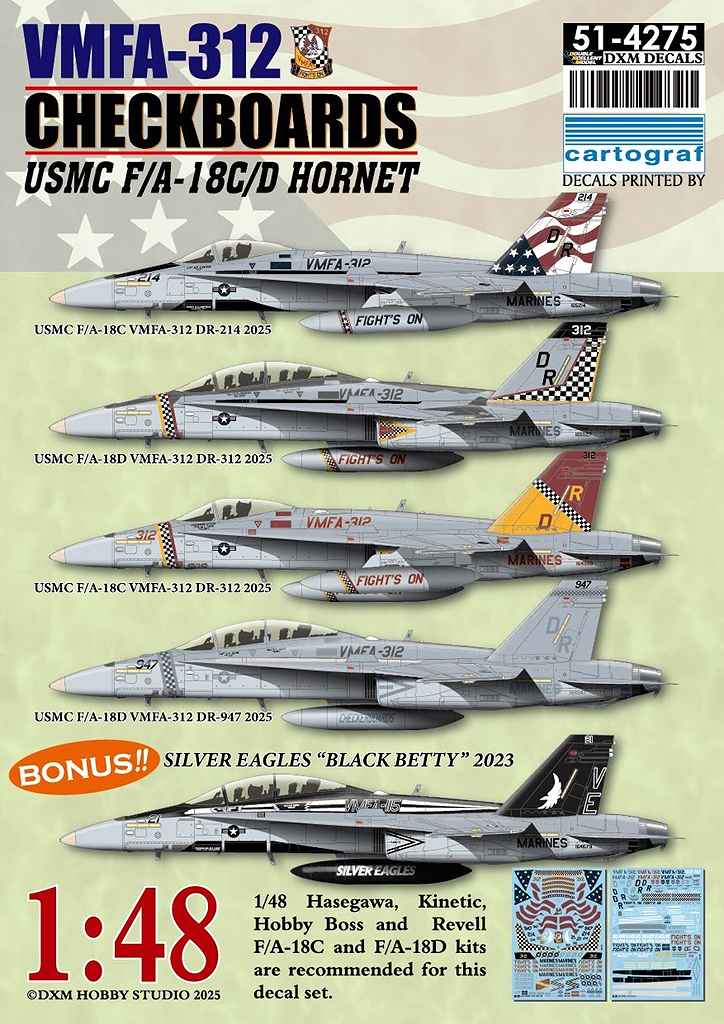【新製品】51-4275 1/48 アメリカ海兵隊 F/A-18C/D ホーネット VMFA-312 チェックボーダーズ 岩国基地