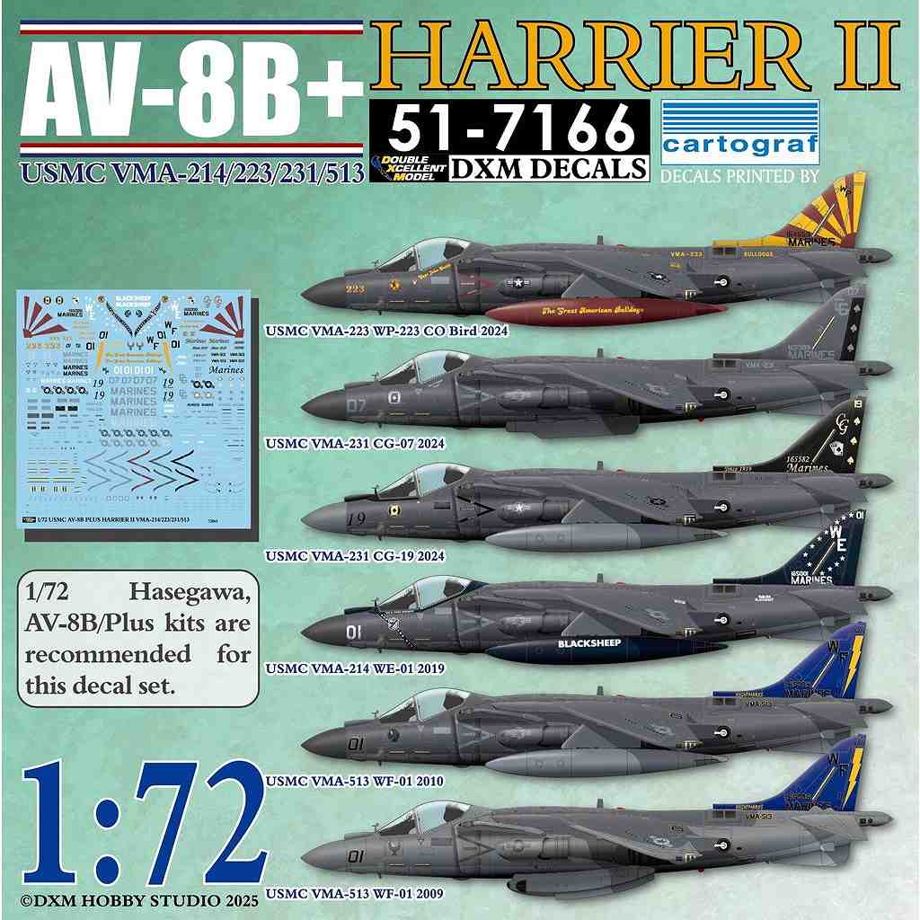 【新製品】51-7166 1/72 アメリカ海兵隊 AV-8B+ ハリアーII VMA-214/223/231/513