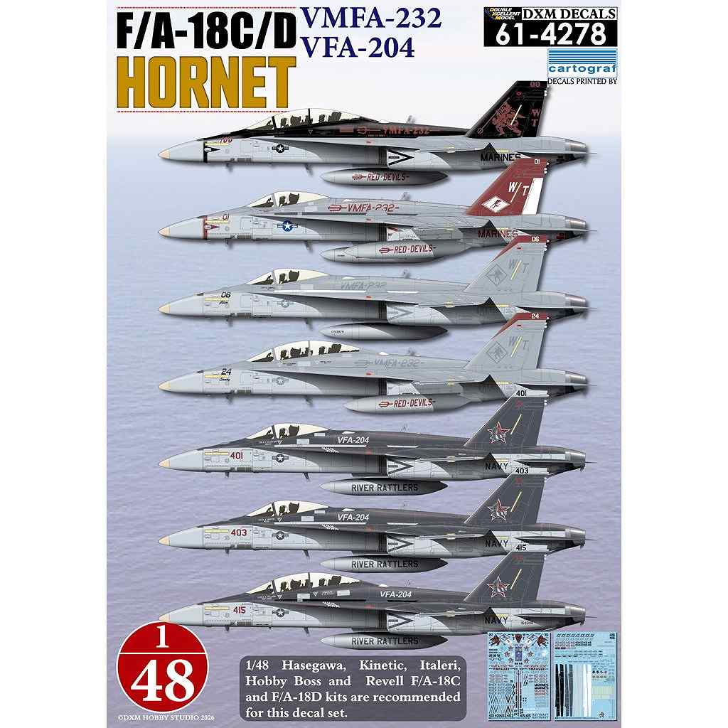 【新製品】61-4278 1/48 アメリカ海兵隊/海軍 F/A-18C/D ホーネット VMFA-232 & VFA-204