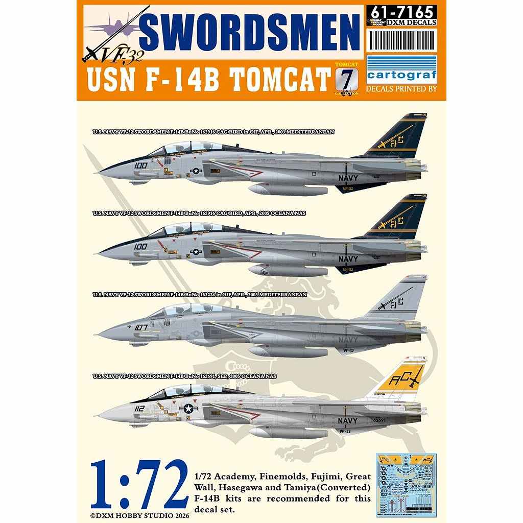 【新製品】61-7165 1/72 アメリカ海軍 F-14B トムキャット コレクション #7 VF-32 スウォーズメン