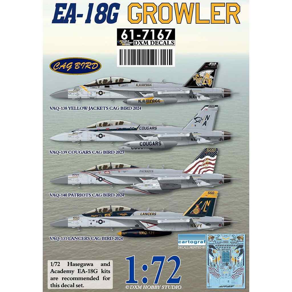 【新製品】61-7167 1/72 アメリカ海軍 ボーイング EA-18G グラウラー CAGバードコレクション (VAQ-131/138/139/140)