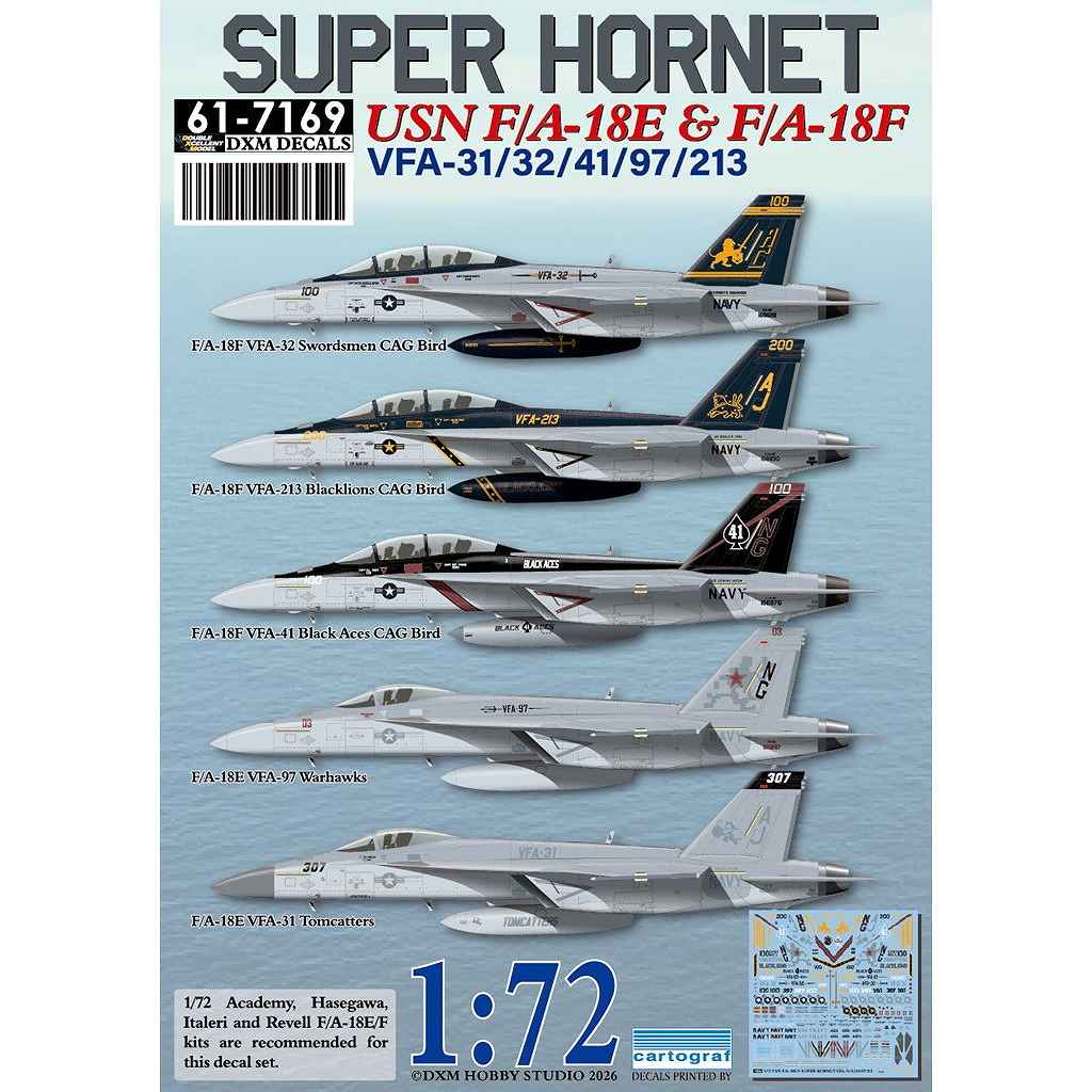 【新製品】61-7169 1/72 アメリカ海軍 ボーイング F/A-18E/F スーパーホーネット VFA-31/32/41/97/213