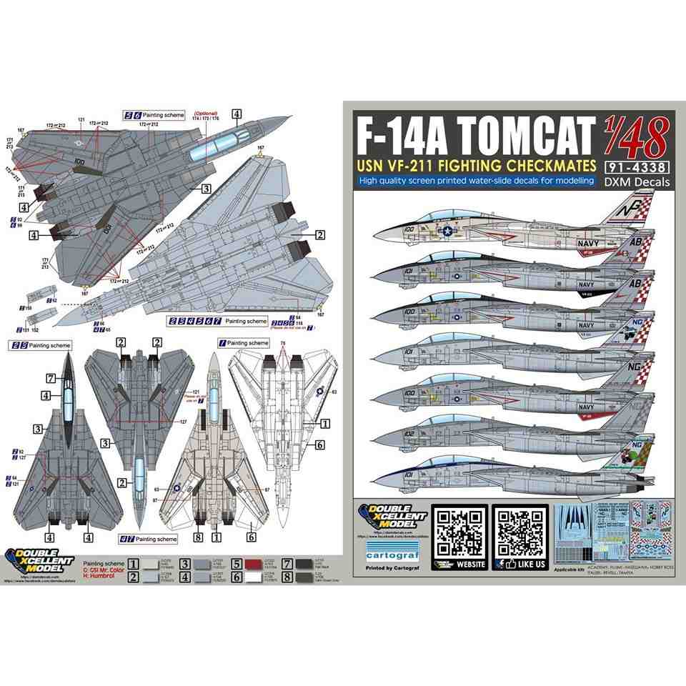 【新製品】91-4338 アメリカ海軍 F-14A トムキャット VF-211 チェックメイツ