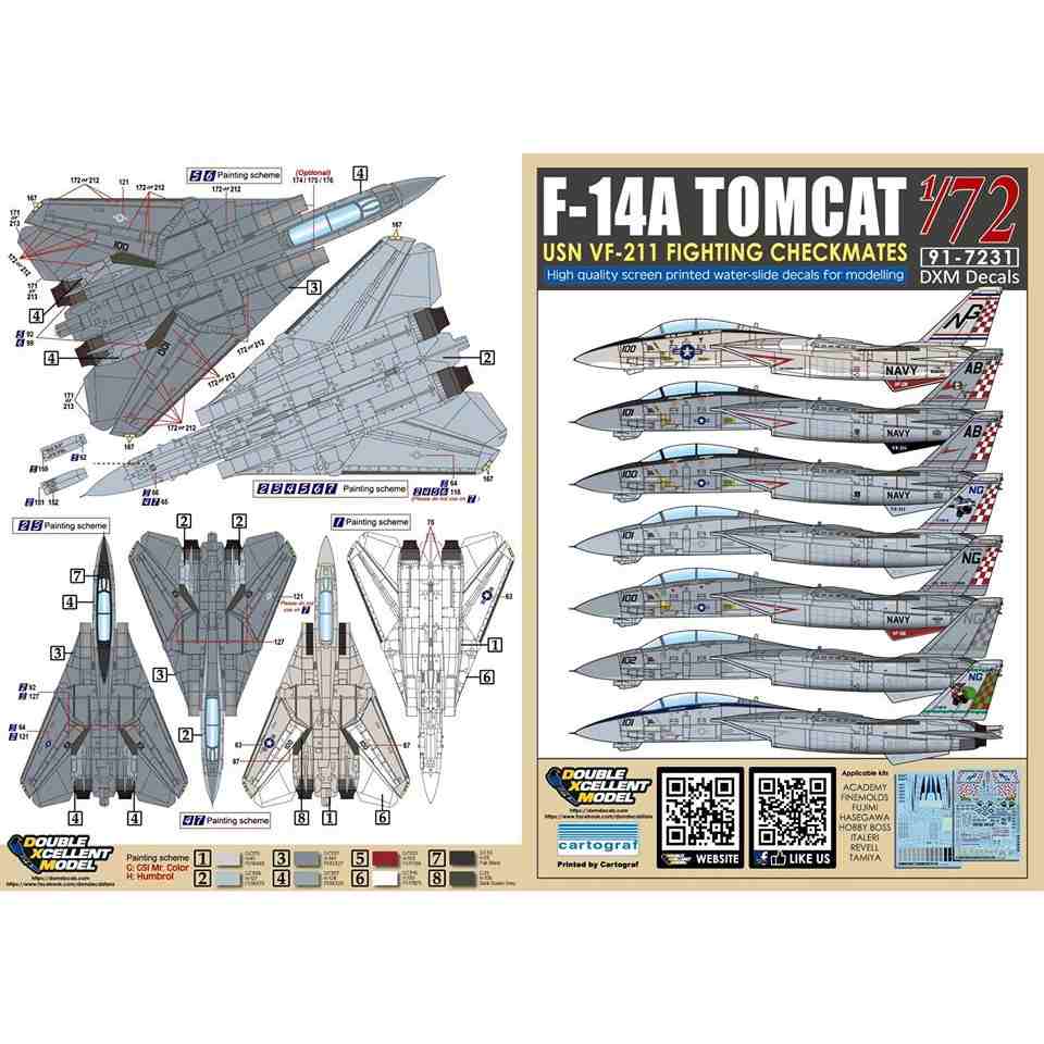 【新製品】91-7231 アメリカ海軍 F-14A トムキャット VF-211 チェックメイツ