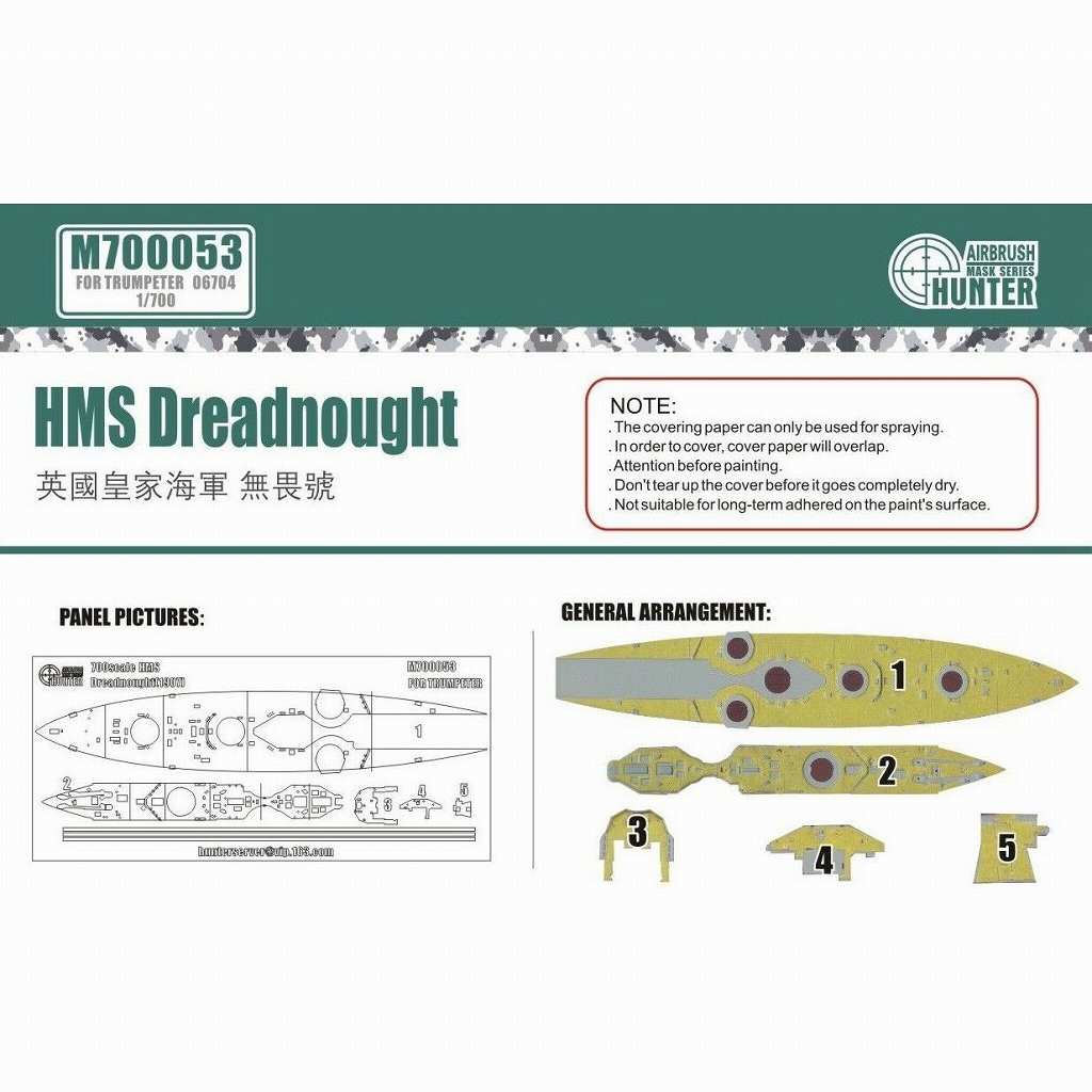 【新製品】M700053 戦艦 ドレッドノート 1907用 マスキングシート