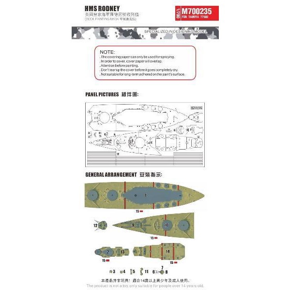 【新製品】M700235 英国海軍 戦艦 ロドニー用マスキングシール