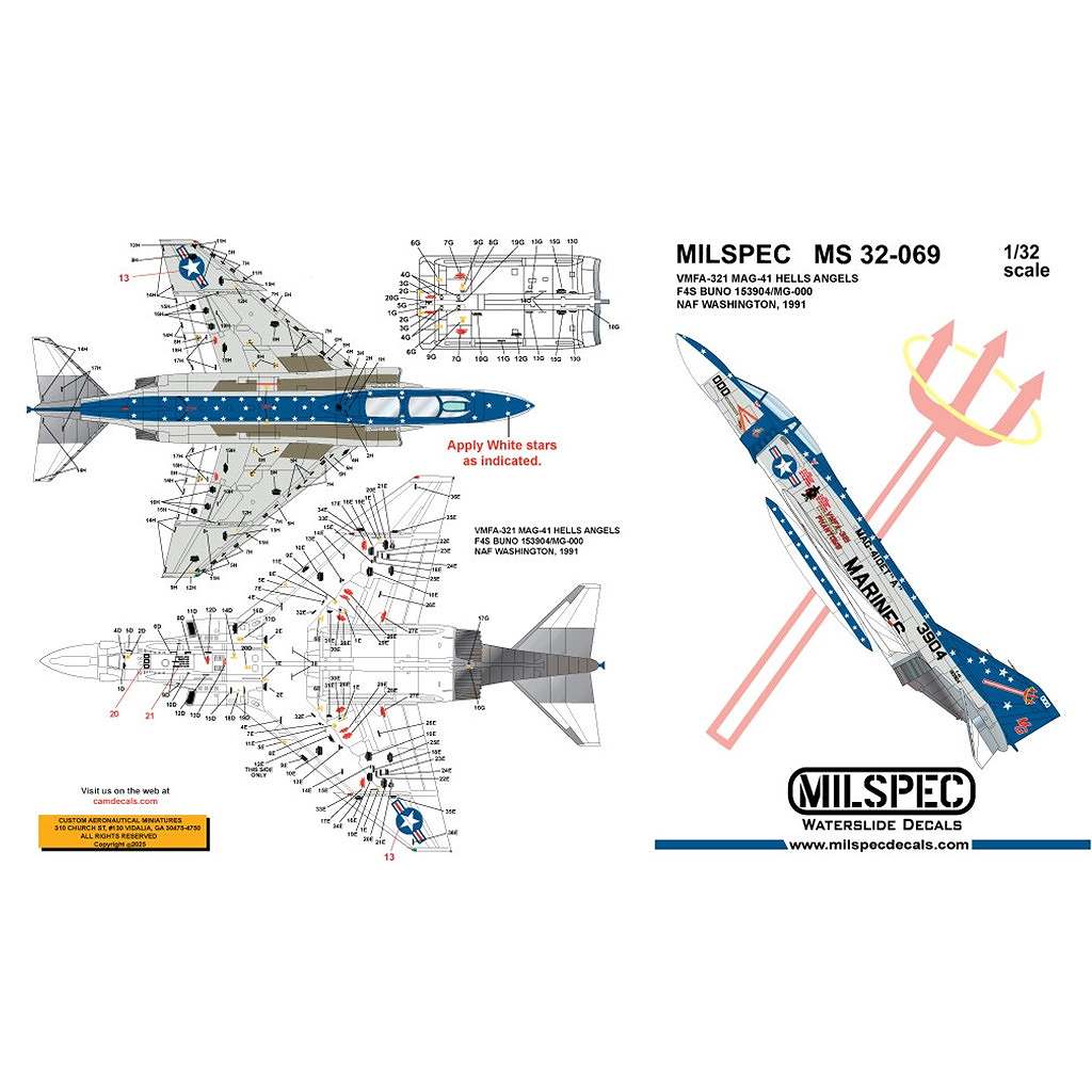 【新製品】32-069 1/32 アメリカ海兵隊 マクドネル・ダグラス F-4S ファントムII VMFA-321 ヘルズ・エンジェルス