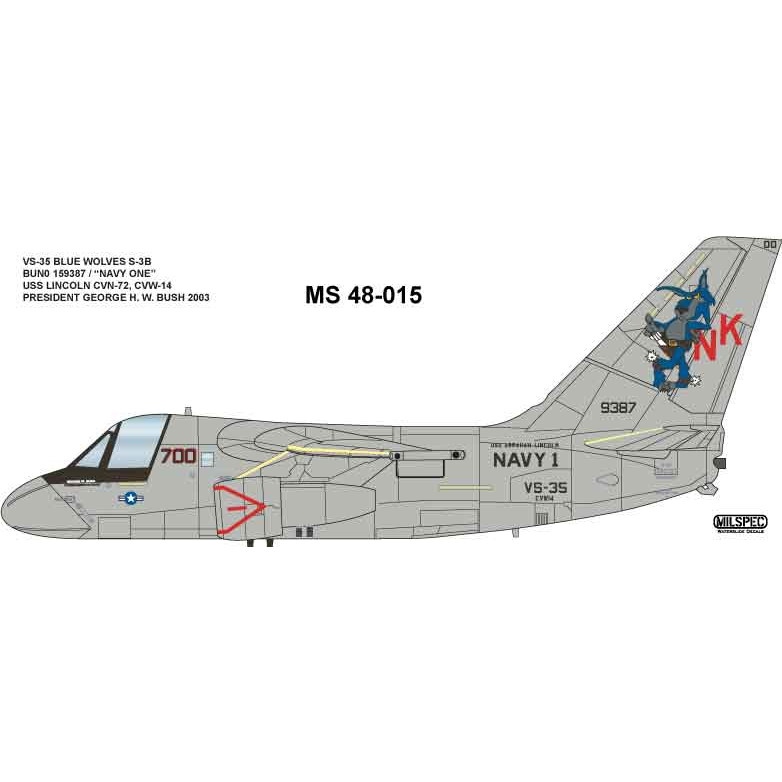 【新製品】48-015 ロッキード S-3B ヴァイキング VS-35 ブルーウルブス ネイビーワン 2003