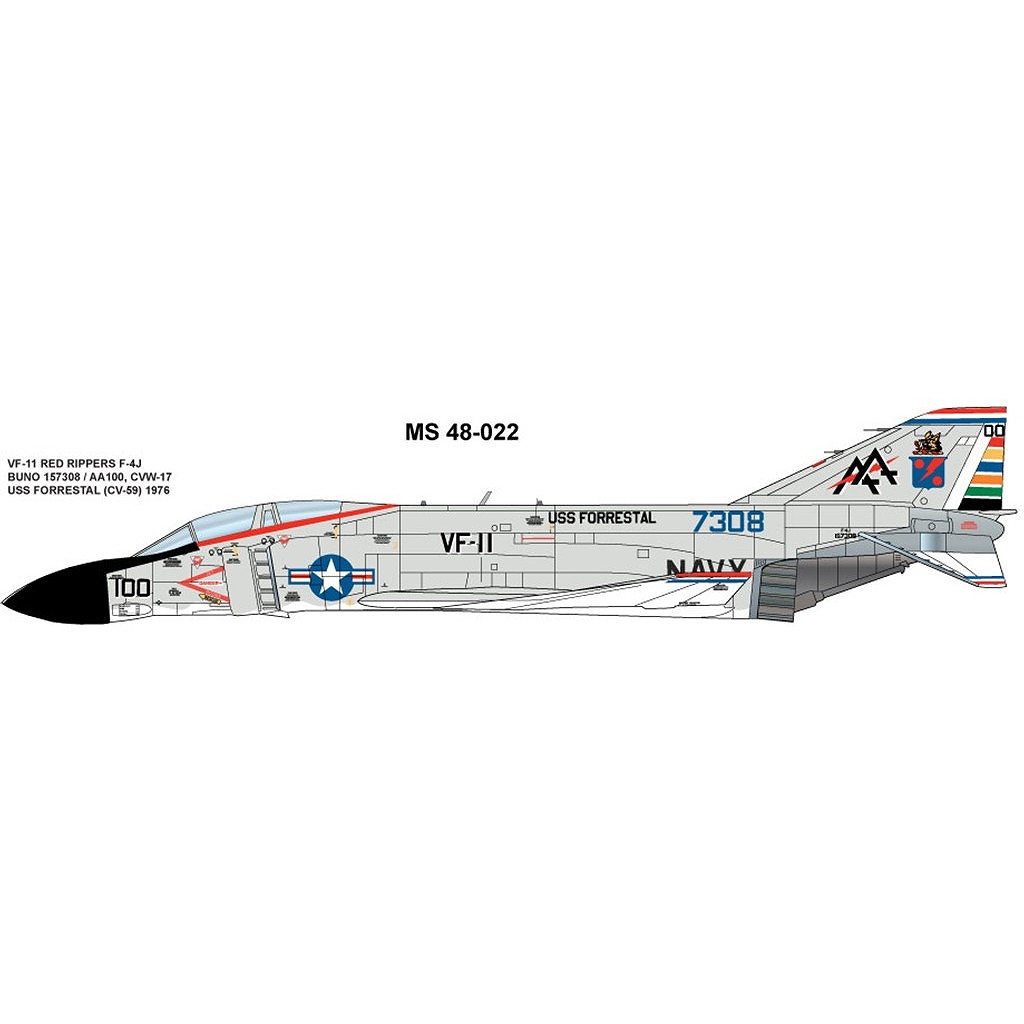 【新製品】48-022 1/48 マクドネル・ダグラス F-4J ファントムII VF-11 レッドリッパーズ 1976