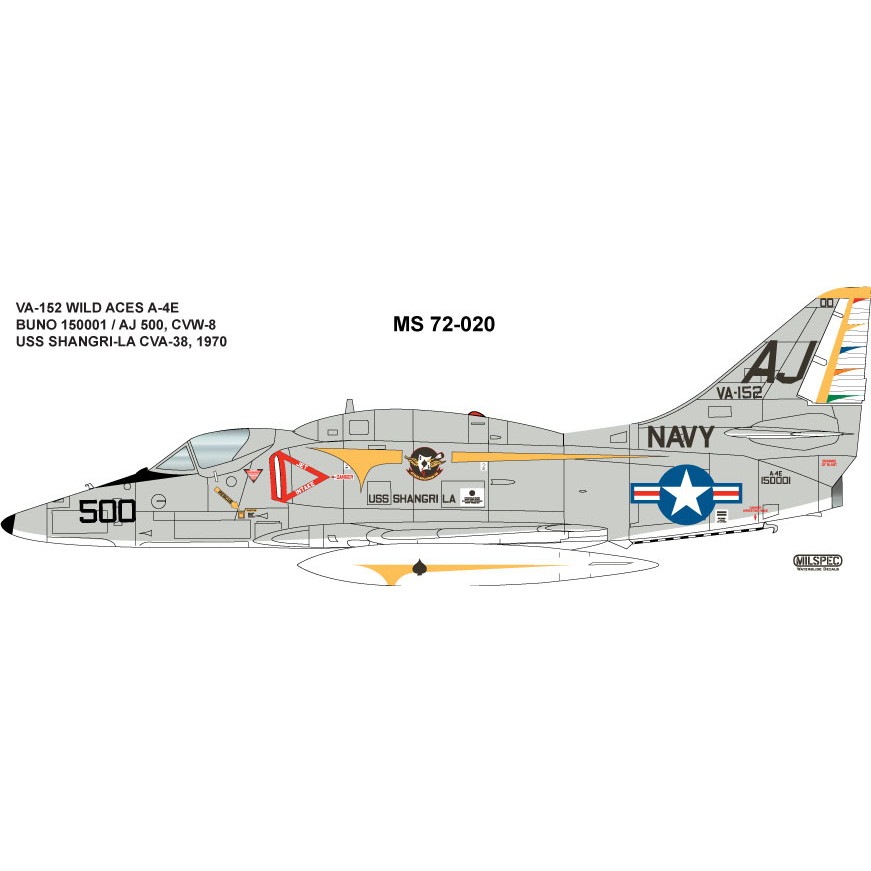【新製品】72-020 ダグラス A-4E スカイホーク VA-152 ワイルドエイセス 1970 USS CVA-38 シャングリラ