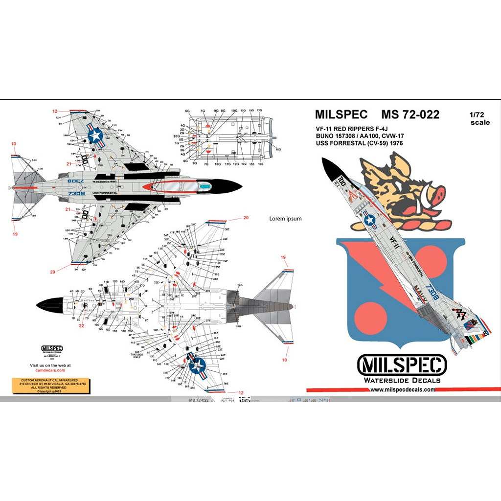 【新製品】72-022 1/72 マクドネル・ダグラス F-4J ファントムII VF-11 レッドリッパーズ 1976