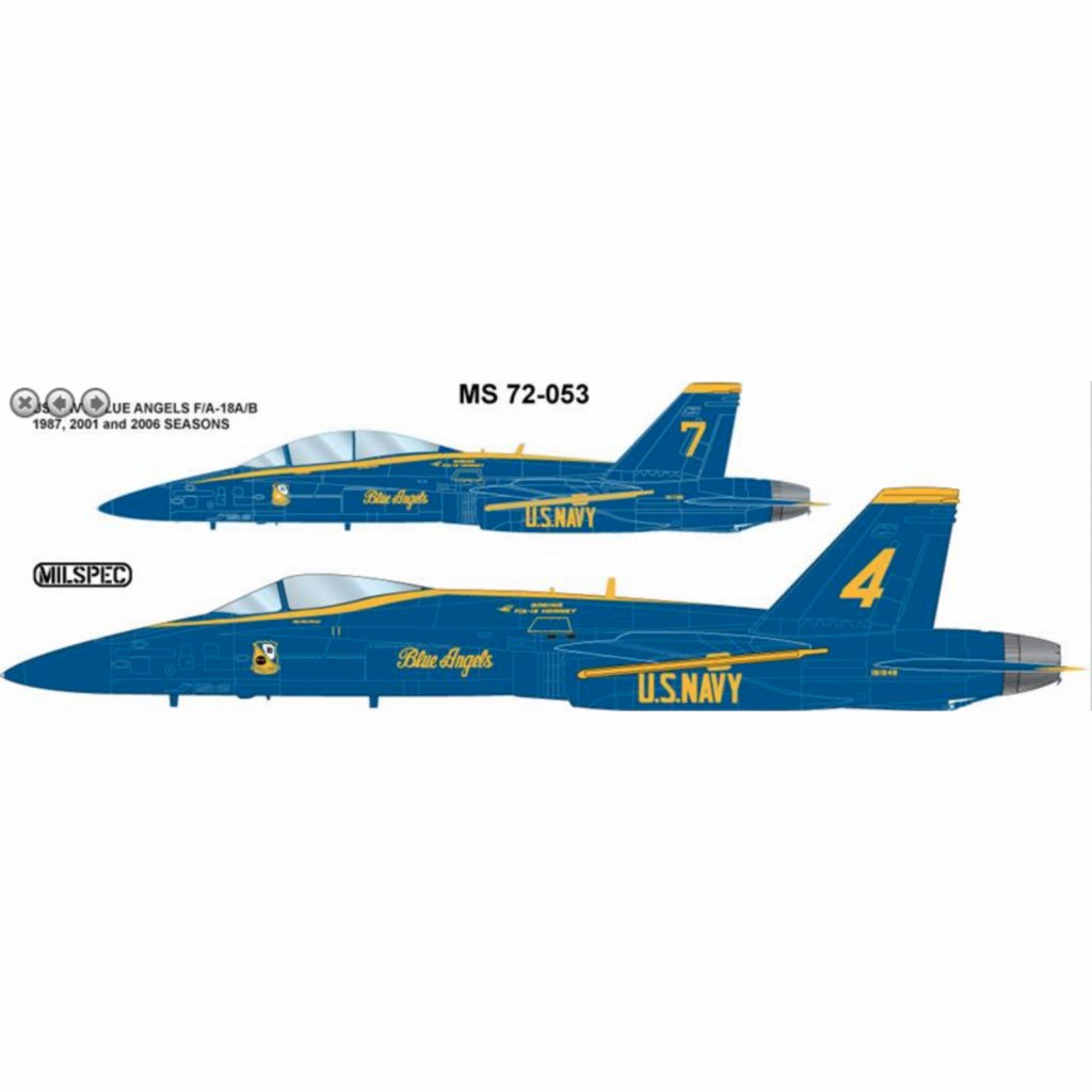 【再入荷】72-053 米海軍 ブルーエンジェルス F/A-18A/B/C/D ホーネット 1987/2001/2006シーズン