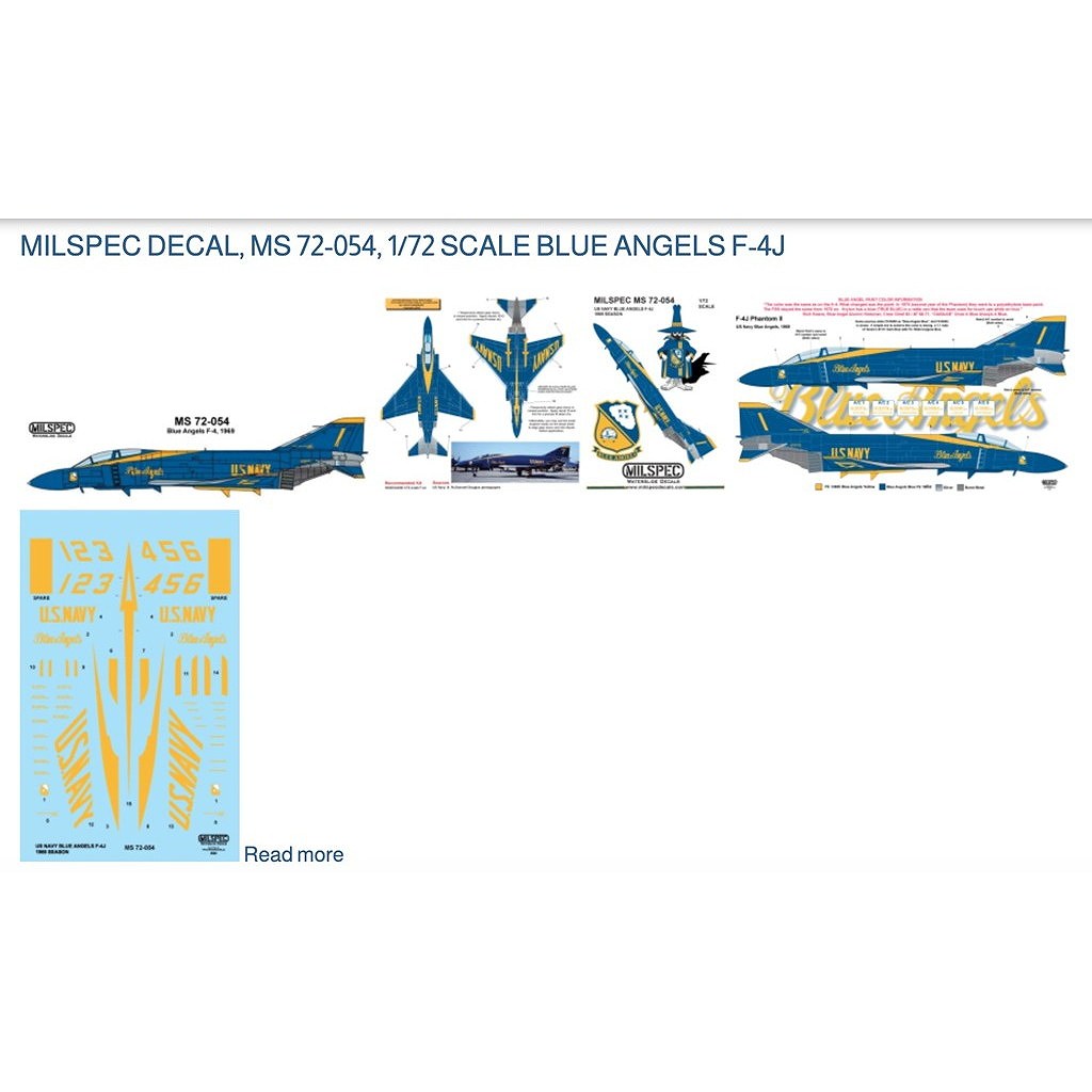 【新製品】72-054 1/72 米海軍 ブルーエンジェルス マクドネル・ダグラス F-4J ファントムII 1969年