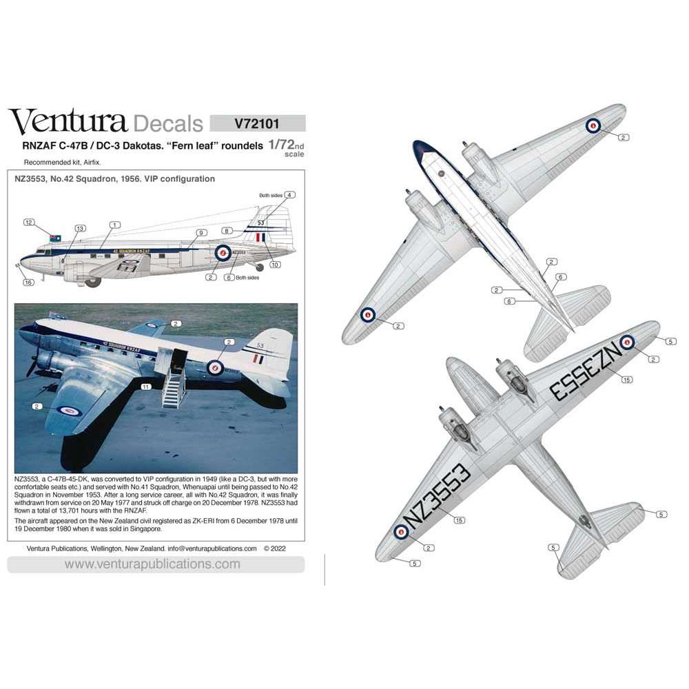 【新製品】V72101 ニュージーランド空軍 ダグラス C-47B/DC-3 ダコタ