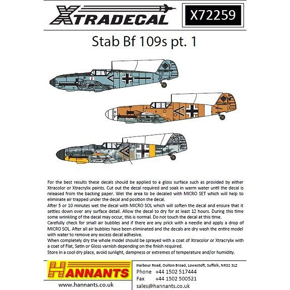 【新製品】X72259)メッサーシュミット Bf109 Stab Pt.1