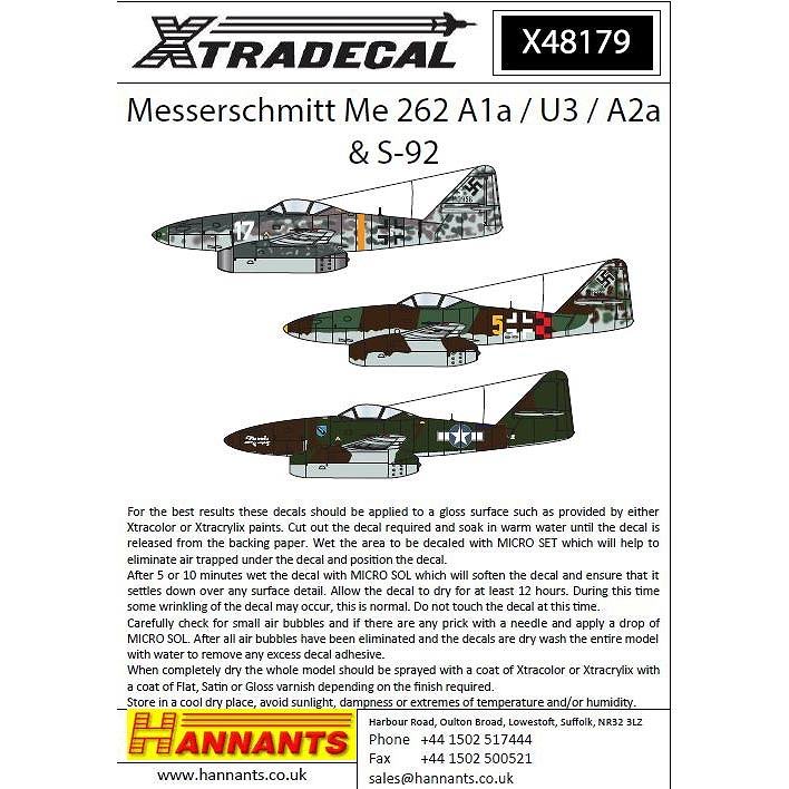 【新製品】X48179)メッサーシュミット Me262A1a/U3/A2a & アヴィア S-92
