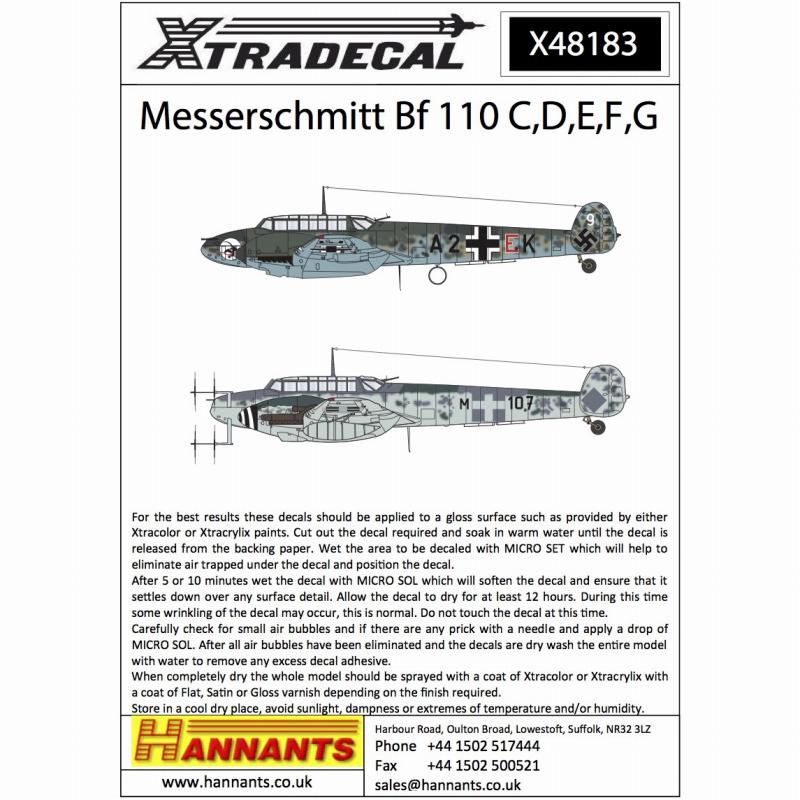 【新製品】X48183)メッサーシュミット Bf110C/D/E/F/G