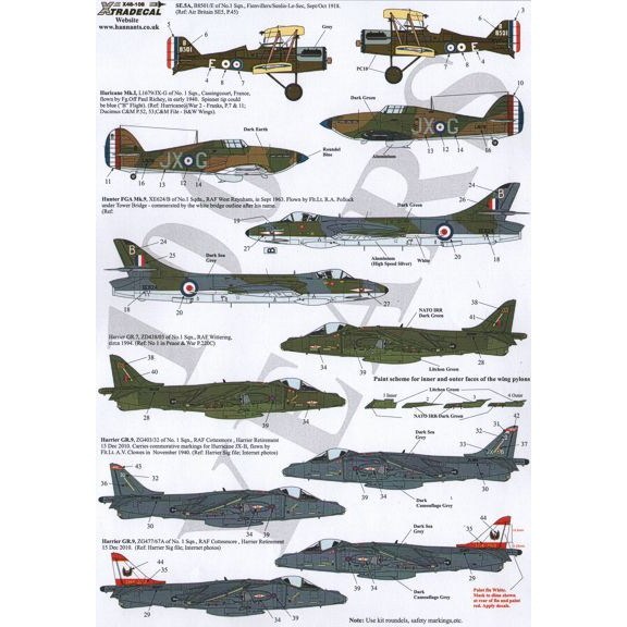 【再入荷】X48108 RFC/RAF 1 スコードロン 100周年 SE.5a to ハリアー GR.9