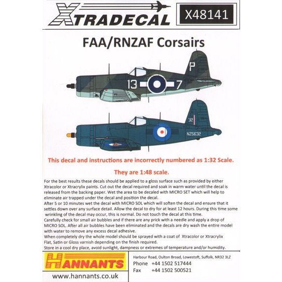 【再入荷】X48141 ヴォート コルセア Mk.II/グッドイヤー FG-1D コルセア イギリス/ニュージーランド