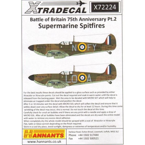 【再入荷】X72224 スーパーマリン スピットファイア Mk.Ia バトル・オブ・ブリテン Pt.2