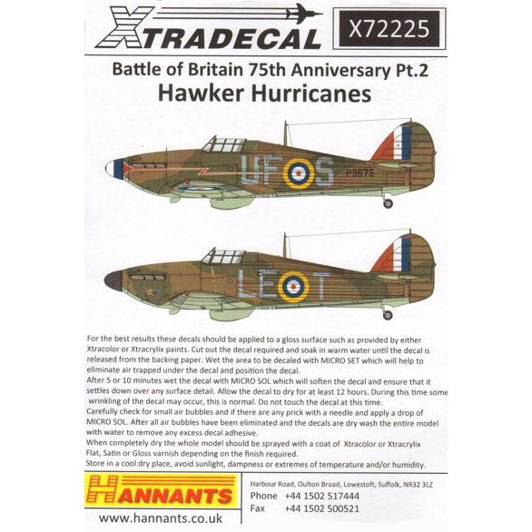 【再入荷】X72225 ホーカー ハリケーン Mk.I バトル・オブ・ブリテン Pt.2
