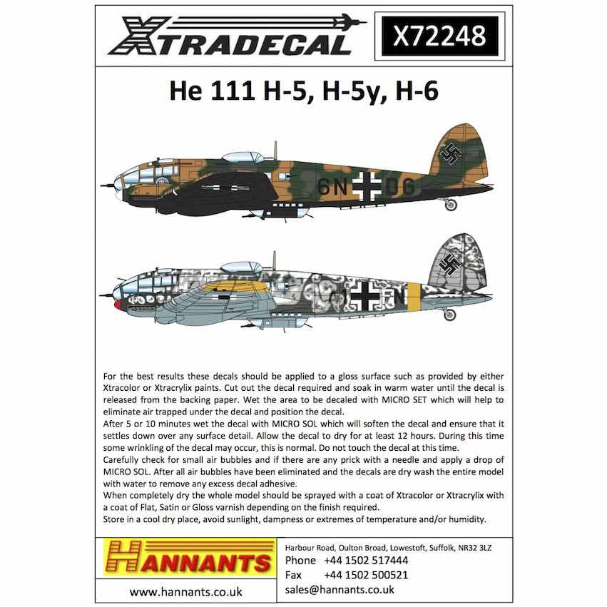 【再入荷】X72248 ハインケル He111H-5/H-5y/H-6