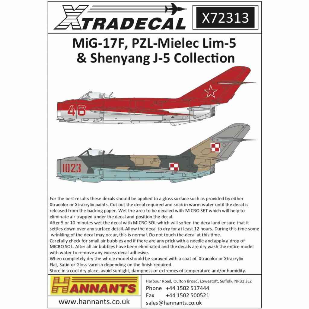 【新製品】X72313 ミグ MiG-17F/PZL-Mielec Lim-5/Shenyang J-5